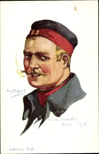Künstler Ak Dupuis, E., Portrait eines belgischen Soldaten