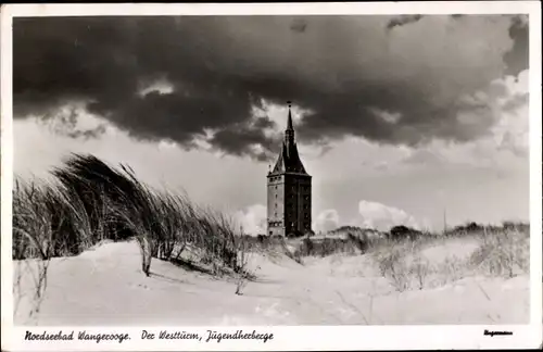 Ak Nordseebad Wangerooge in Ostfriesland, Westturm, Jugendherberge, Dünen