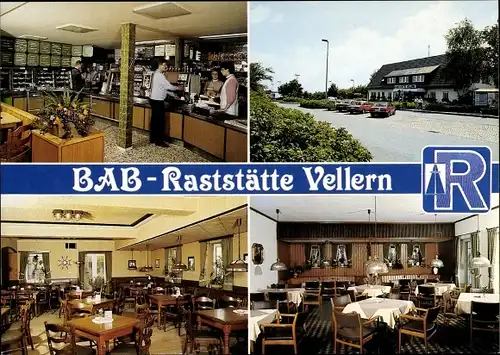 Ak Vellern Beckum in Westfalen, BAB Autobahn Raststätte