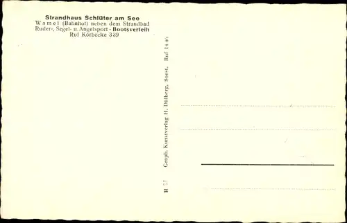 Ak Wamel Möhnesee, Strandhaus Schlüter am See, Möhnetalsperre, Sperrmauer Überlauf, Strandbad