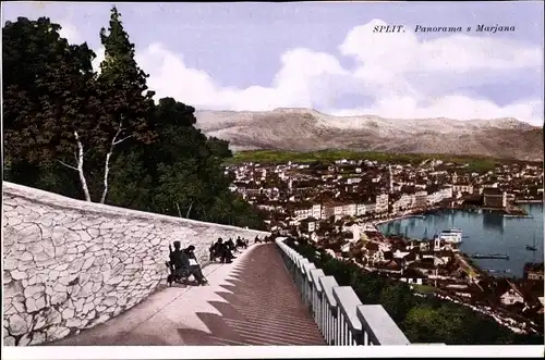 Ak Split Kroatien, Panorama s Marjana, Blick von oben auf den Ort