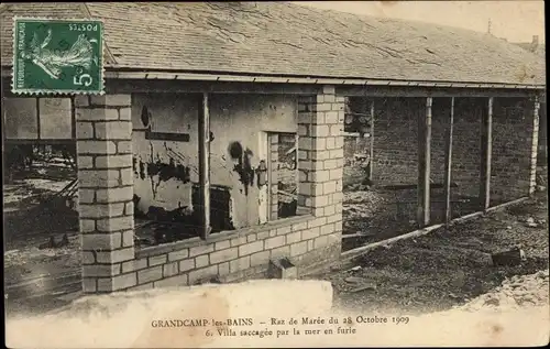 Ak Grandcamp les Bains Calvados, Raz de Maree du 28 Octobre 1909