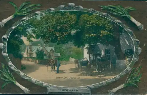 Präge Passepartout Ak Swansea Wales, Gower Inn, Parkmill, Lauch