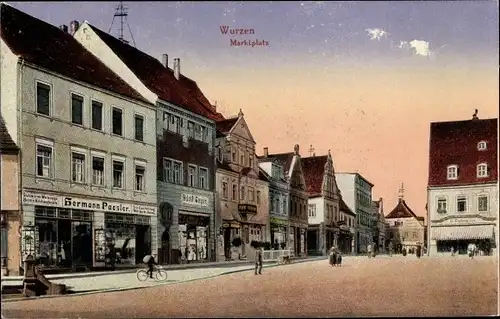 Ak Wurzen in Sachsen, Marktplatz, Geschäft Hermann Paesler, Adolf Geyer, Hotel