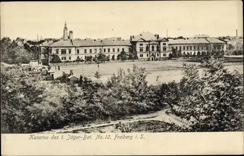 Ak Freiberg in Sachsen, Kaserne des 1. Jäger-Bataillon Nr. 12