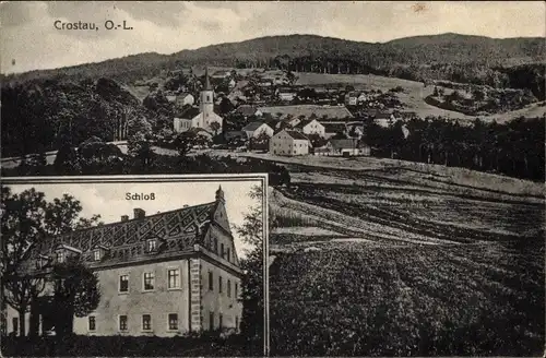 Ak Crostau Schirgiswalde Kirschau in Sachsen, Blick auf den Ort mit Umgebung, Schloss