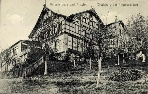 Ak Reinhardsdorf Schöna in Sachsen, Berggasthaus und Pension Wolfsberg