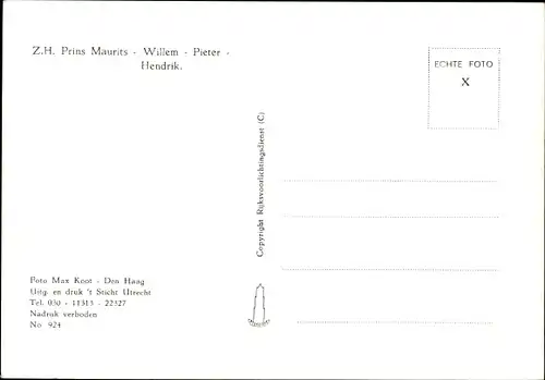 Ak Prinz Maurits von Niederlanden als Baby