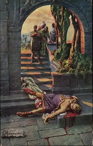 Künstler Ak Mastroianni, D., Quo Vadis, Roman von Henryk Sienkiewicz, Tod von Neron