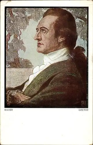 Künstler Ak Bauer, Schriftsteller Johann Wolfgang von Goethe, Portrait