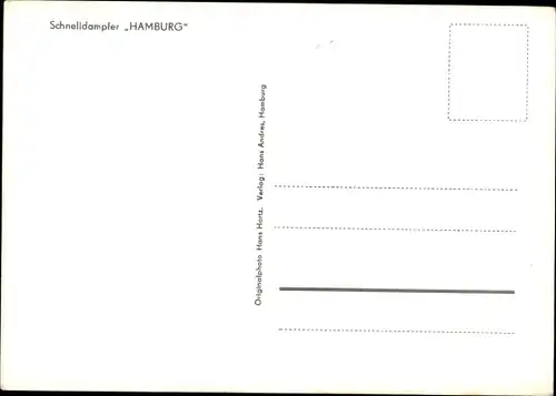 Ak Schnelldampfer Hamburg, HAPAG