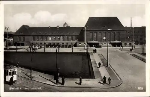 Ak Gliwice Gleiwitz Oberschlesien, Hauptbahnhof