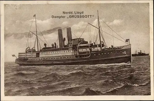 Künstler Ak Dampfschiff Grüßgott, Norddeutscher Lloyd