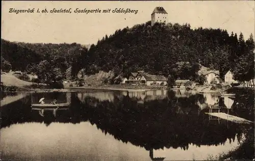 Ak Ziegenrück an der Saale Thüringen, Saalepartie mit Schlossberg