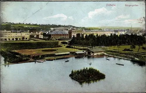 Ak Döbeln in Sachsen, Vogelschau, Bürgergarten
