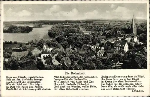 Gedicht Ak Eutin in Ostholstein, Blick auf die Stadt, Kirche, Gedicht von L Weiß