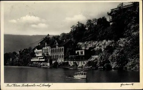 Ak Bad Kösen Naumburg an der Saale, Saalepartie mit Loreley