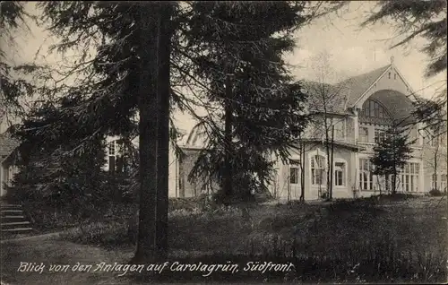 Ak Carolagrün Auerbach im Vogtland, Blick von den Anlagen auf Carolagrün