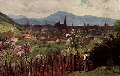 Künstler Ak Hoffmann, H., Freiburg im Breisgau, Panorama, Königs Kunstverlag, Nr. 152