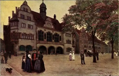 Künstler Ak Hoffmann, H., Freiburg im Breisgau, altes und neues Rathaus