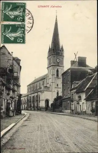 Ak Livarot Calvados, Straßenpartie, Kirche