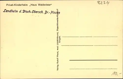 Ak Bärenfels Altenberg im Erzgebirge, Privatkinderheim Haus Waldwiese