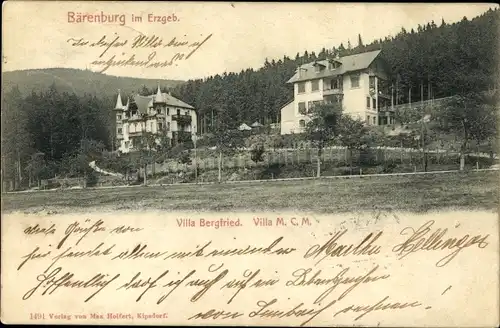 Ak Bärenburg Altenberg im Erzgebirge, Villa Bergfried, Villa MCM