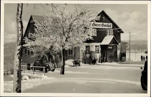 Ak Schellerhau Altenberg im Erzgebirge, Oberer Gasthof, Winteransicht