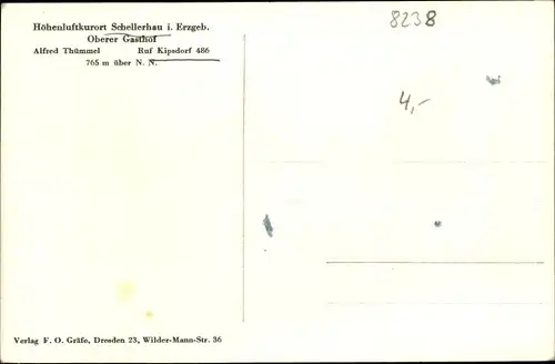 Ak Schellerhau Altenberg im Erzgebirge, Oberer Gasthof