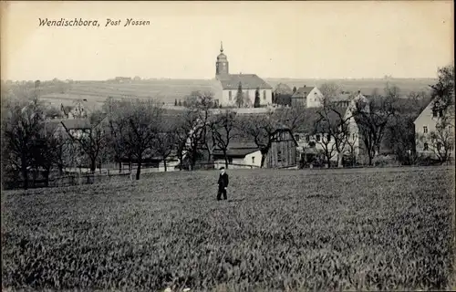 Ak Wendischbora Nossen in Sachsen, Blick auf den Ort, Kirche