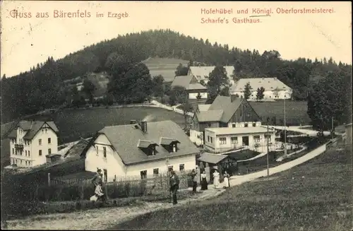 Ak Bärenfels Altenberg im Erzgebirge, Hofehübel, Oberforstmeisterei, Scharfe's Gasthaus