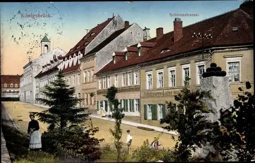 Ak Königsbrück, Blick in die Schlossstrasse, Schuhwaren