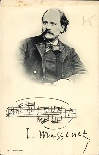 Ak Jules Massenet, Französischer Komponist, Signatur