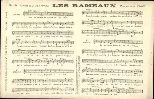 Lied Ak Les Rameaux, J. Bertrand, J. Faure