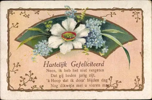 Litho Glückwunsch Sonstige, Narzisse, Vergissmeinnicht