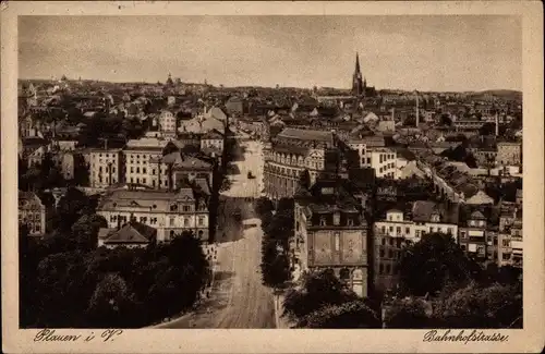 Ak Plauen im Vogtland, Bahnhofstraße, Teilansicht der Stadt