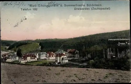 Ak Schönborn Dreiwerden Rossau Sachsen, Wald Erholungsheim