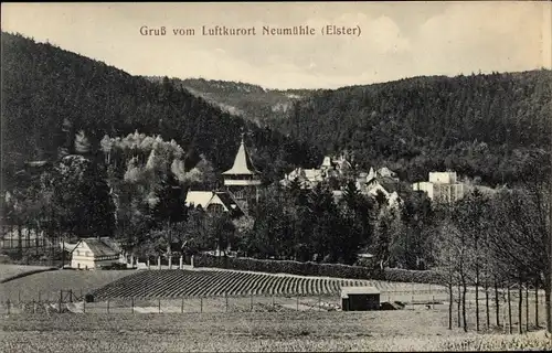 Ak Neumühle an der Elster Greiz in Thüringen, Teilansicht