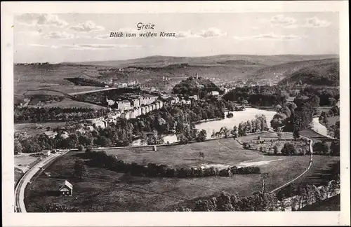 Ak Greiz im Vogtland, Blick vom weißen Kreuz