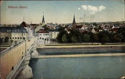 Ak Mülheim an der Ruhr, Stadtbild mit Brücke