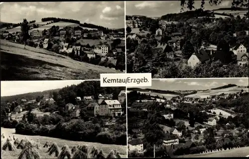 Ak Kemtau Burkhardtsdorf im Erzgebirge, Blick auf den Ort, Felder