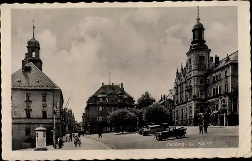 Ak Stollberg im Erzgebirge, Partie auf dem Markt