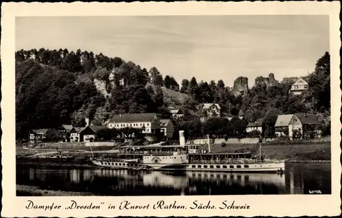 Ak Kurort Rathen im Elbsandsteingebirge, Dampfer Dresden