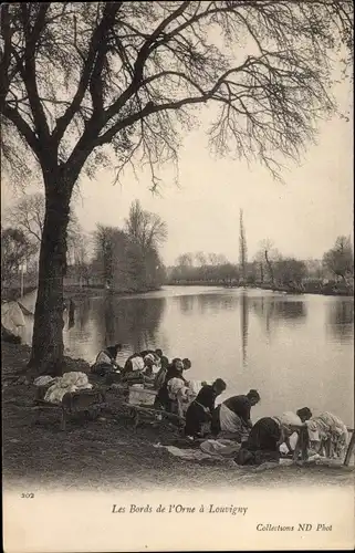 Ak Louvigny Calvados, Les Bords de l'Orne, Laveuses