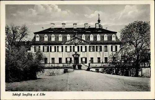 Ak Diesbar Seußlitz Nünchritz an der Elbe, Blick auf das Schloss