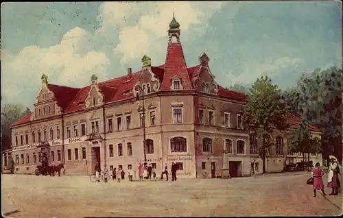 Künstler Ak Pulsnitz Sachsen, Hotel Schützenhaus, Tunnelschänke