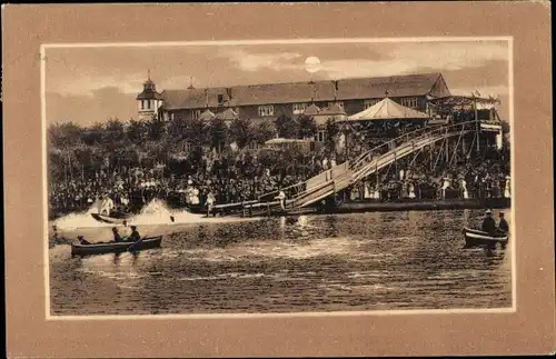 Mondschein Ak Limbach Oberfrohna in Sachsen, Crystall Palast und Wasserrutschbahn im Stadtpark