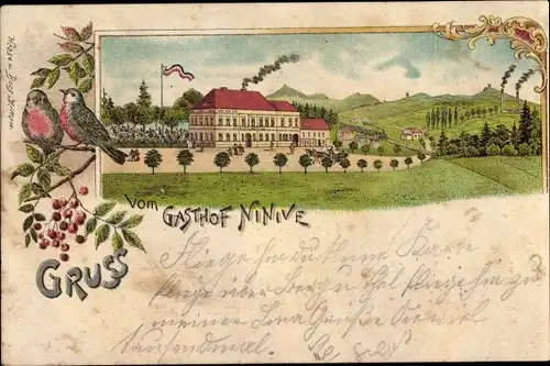 Litho Ninive Herrnhut in Sachsen, Gasthof Ninive, Vögel
