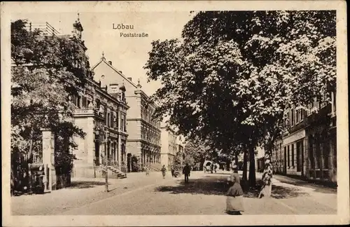 Ak Löbau in Sachsen, Blick in die Poststraße