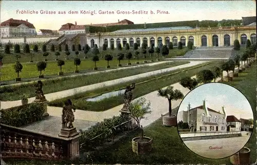 Ak Großsedlitz Heidenau in Sachsen, Königlicher Garten, Gasthof